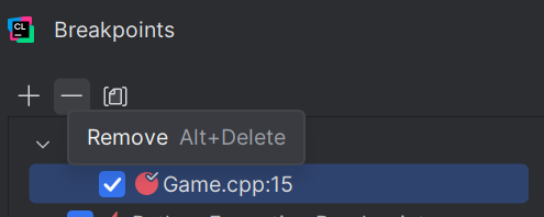 Removing breakpoints through the "View Breakpoints" dialog box