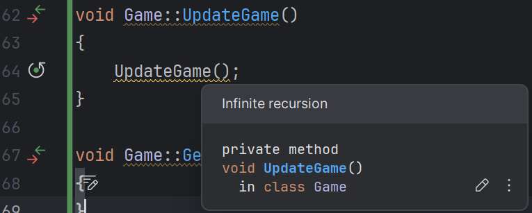 Infinite recursion warning