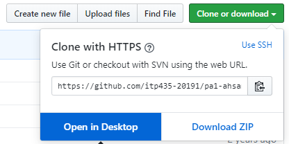 Clone button in GitHub