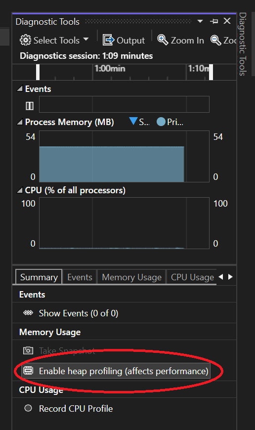 Enable heap profiling